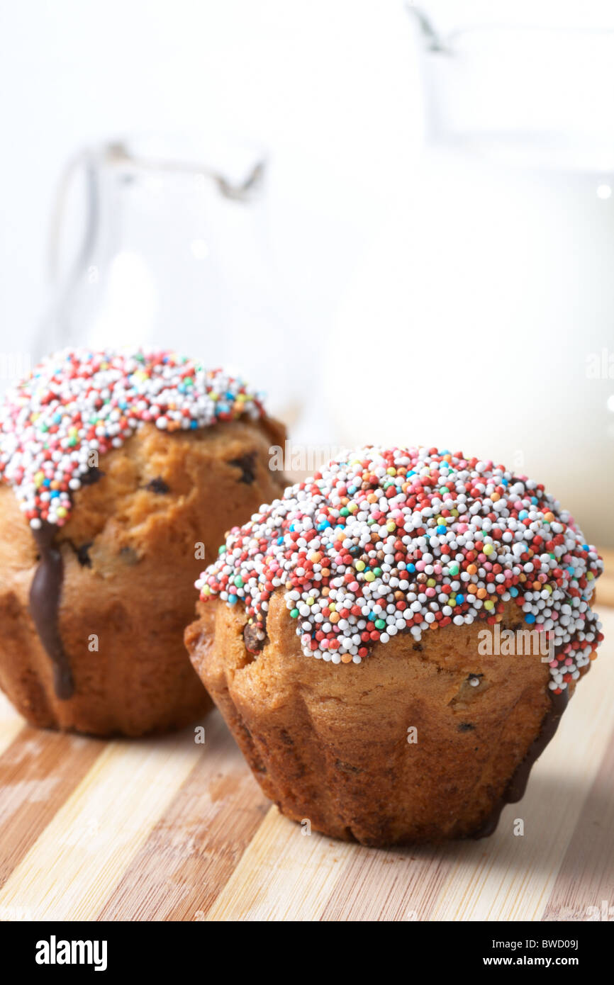 fresh muffins with milk Stock Photo Alamy