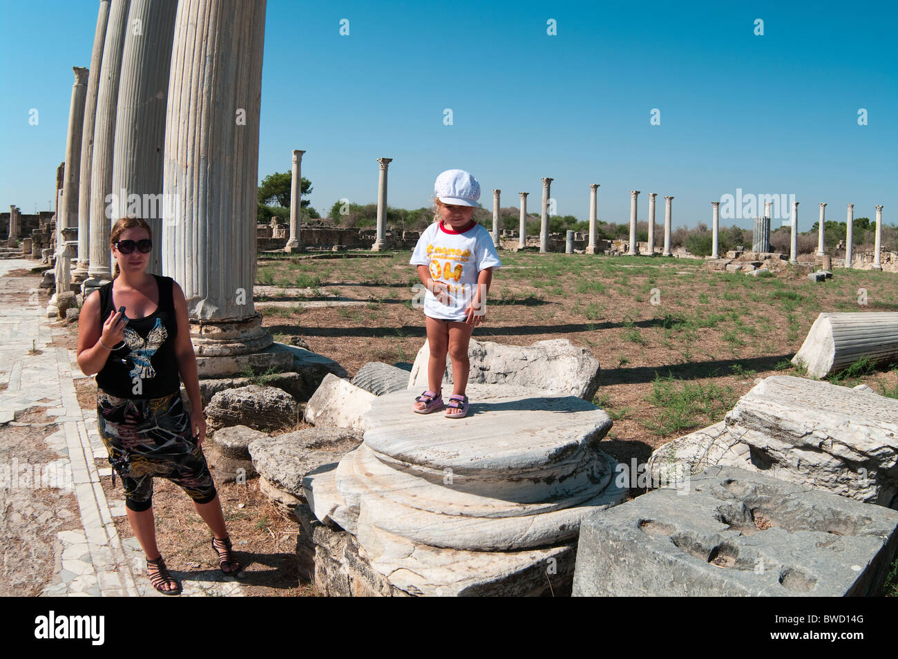 Roman ruins in Salamis (Salamin) ancient city in northern Cyprus and ...