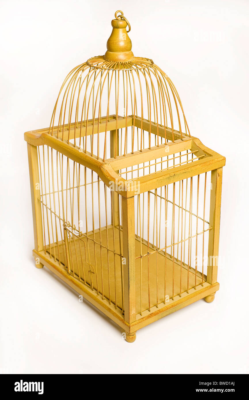 empty wooden bird cage retro Stock Photo Alamy