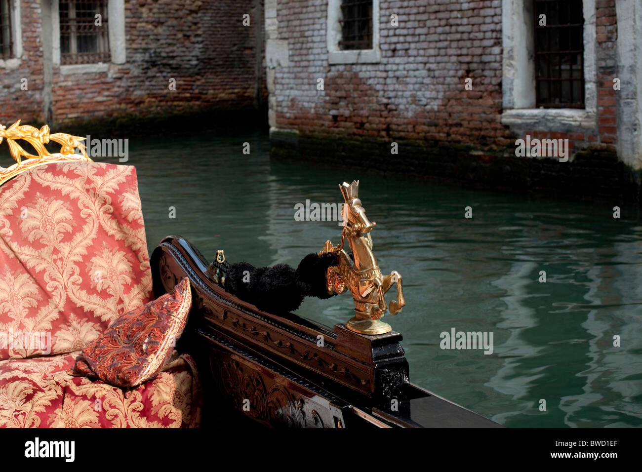 gondola close up with small waterway,destrict san marco, venice 2010 Stock Photo