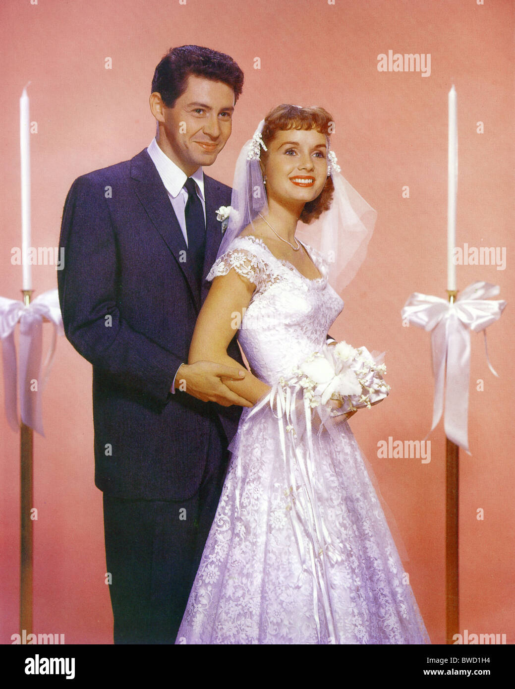 DEBBIE REYNOLDS and EDDIE FISHER at the time of their marriage in 1955 Stock Photo