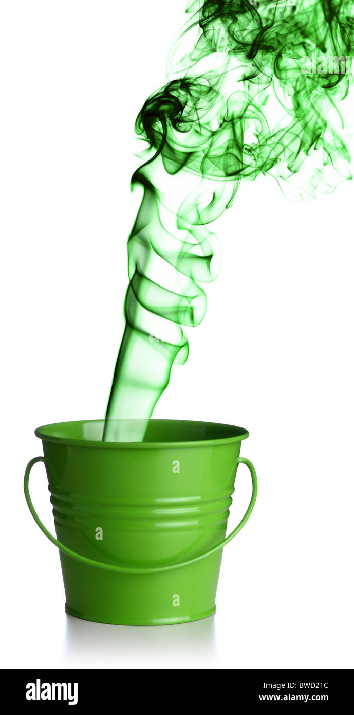 green bucket Stock Photo