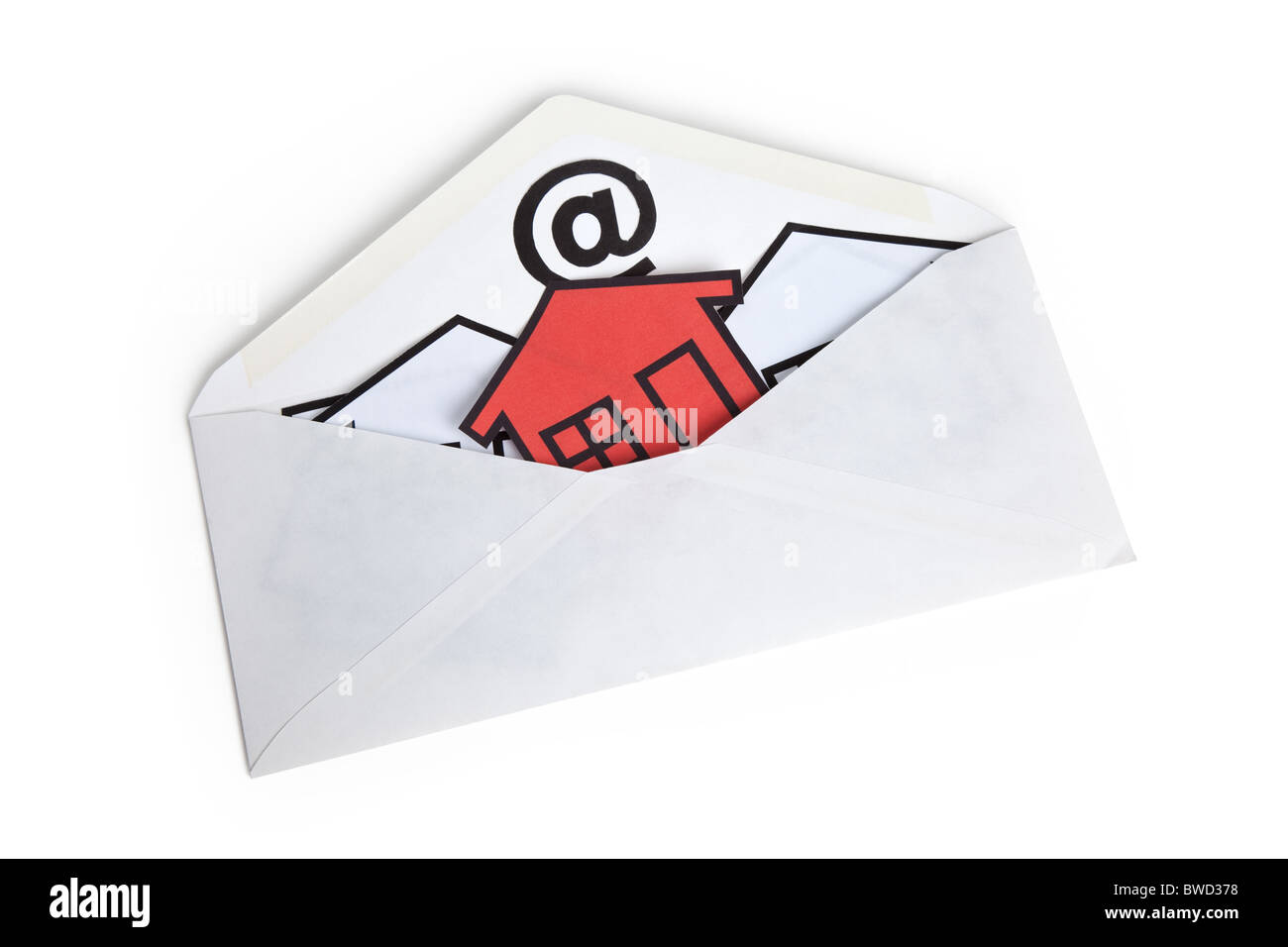 E-Mail and Home Symbol, concept of online Real Estate Stock Photo