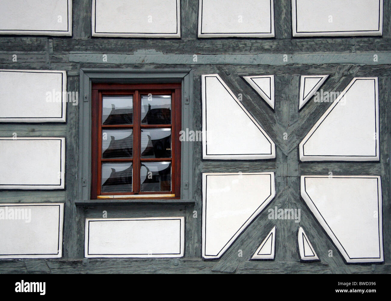 Window detail, half timbered houses, Medieval town, Bad Wimpfen, Germany Stock Photo