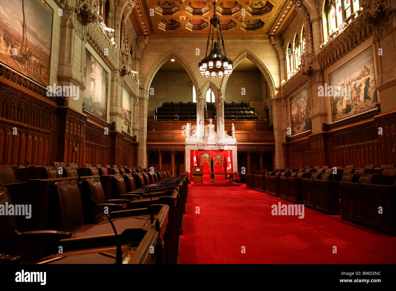 Senate Chamber, Canadian Parliament Building, Ottawa Stock Photo