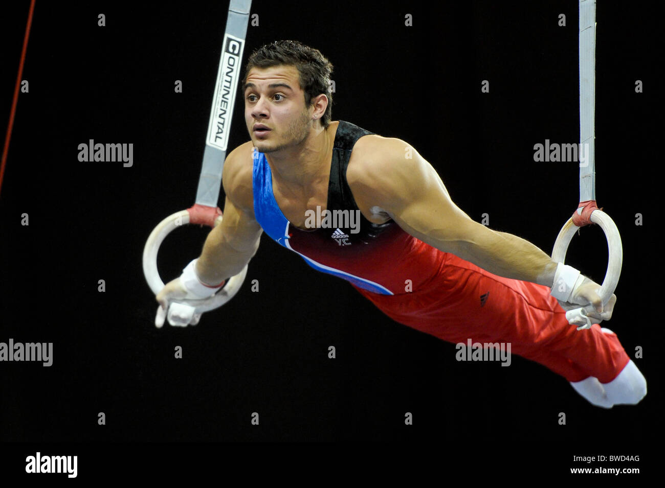 21.11.2010 Gymnastics Grand Prix from Glasgow.Ait Said of France on rings Stock Photo