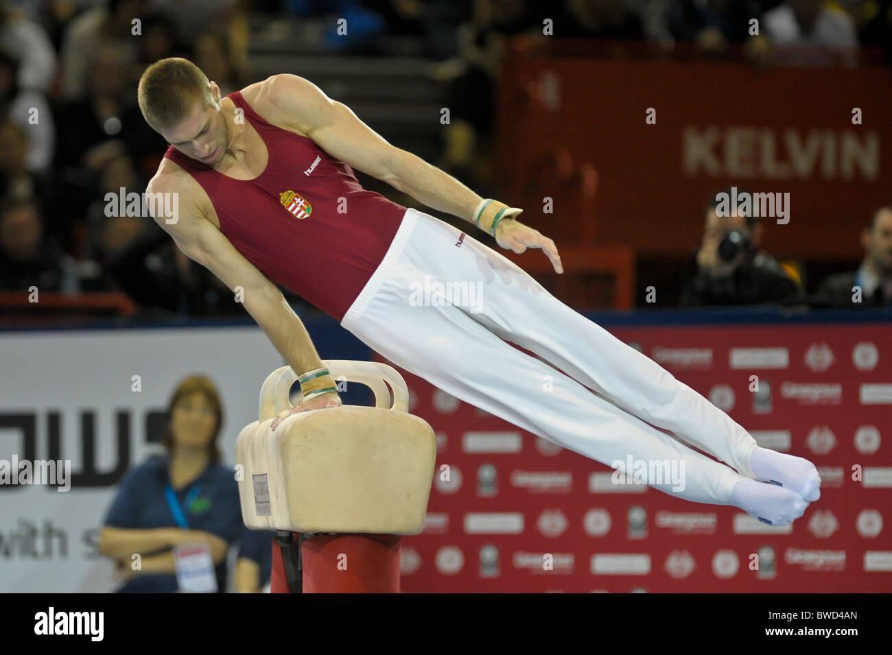 21.11.2010 Gymnastics Grand Prix from Glasgow.Berki of Hungary on Pommels Stock Photo
