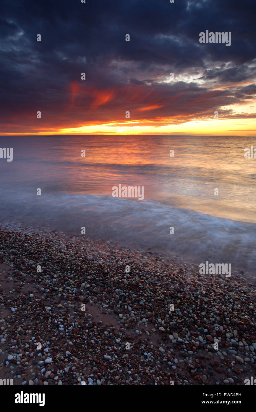 Stormy skies and sunset at Baltic Sea, Hiiumaa island, Estonia, Europe. Stock Photo