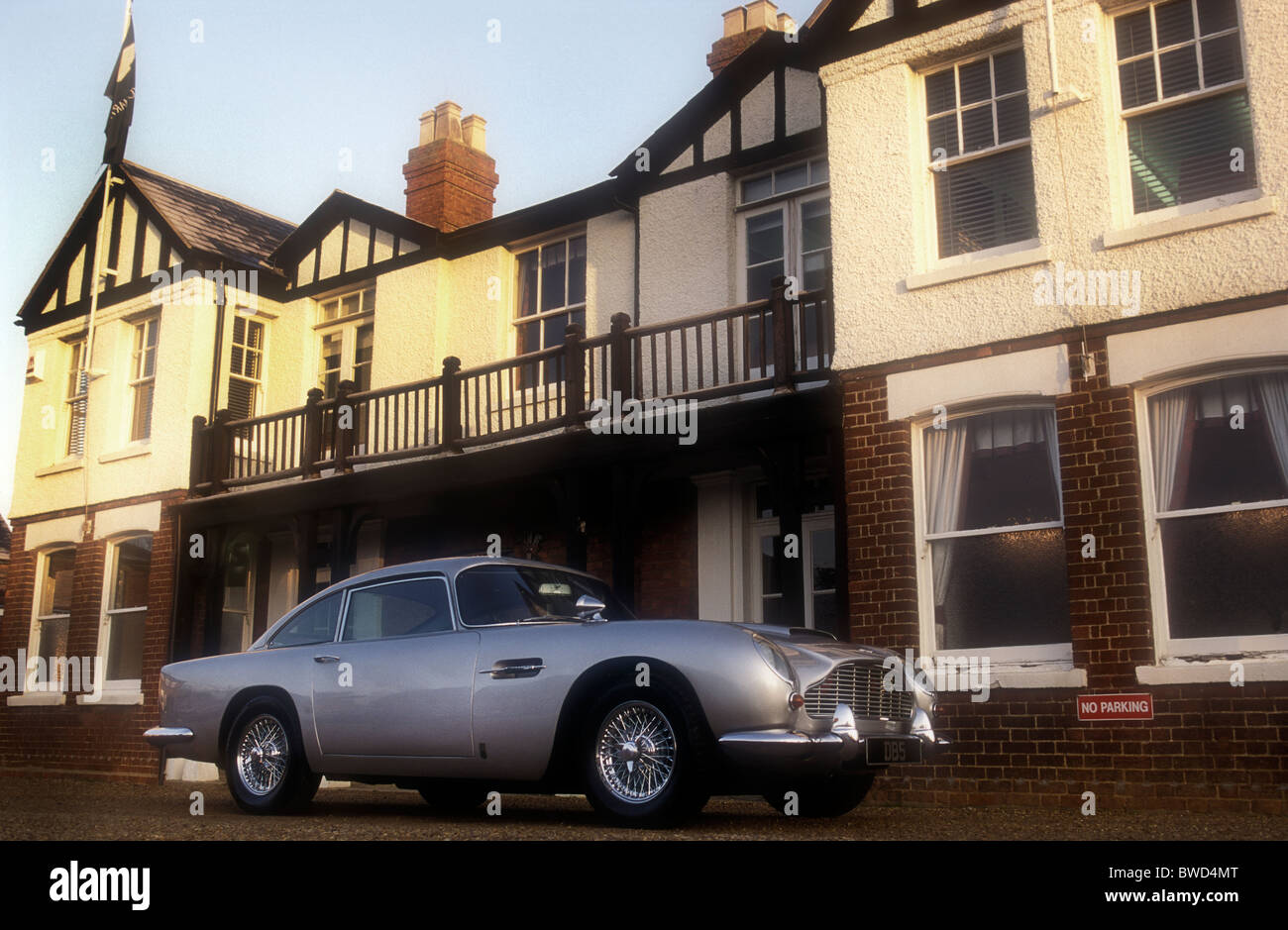 Aston Martin DB5 1966 outside the Aston Martin old factory in Newport