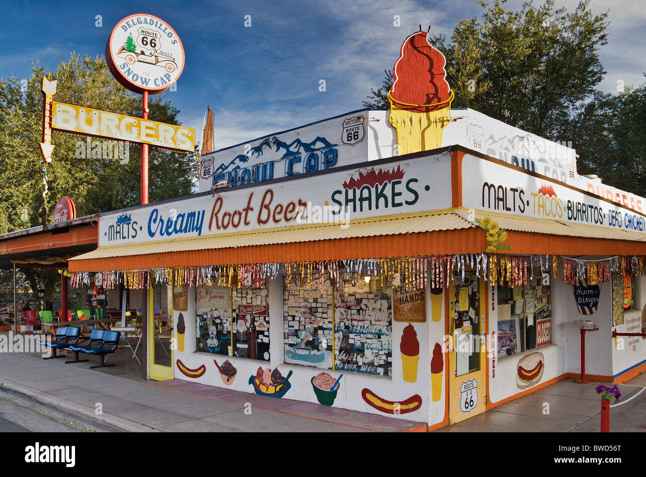 Delgadillo's Restaurant at Route 66, Seligman, Arizona, USA Stock Photo