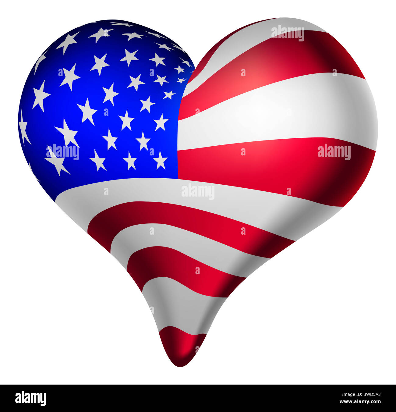Illustration of a heart, with the american flag. Stock Photo