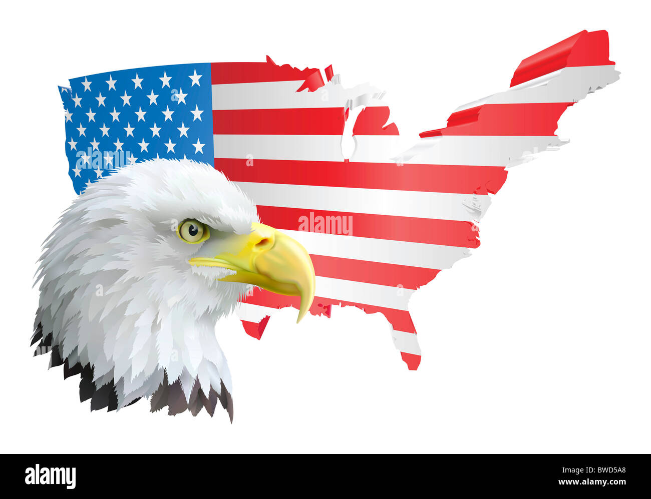 illustration of the map of the united states of america and the eagle Stock Photo