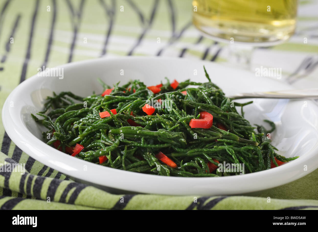 Fresh steamed Samphire Stock Photo