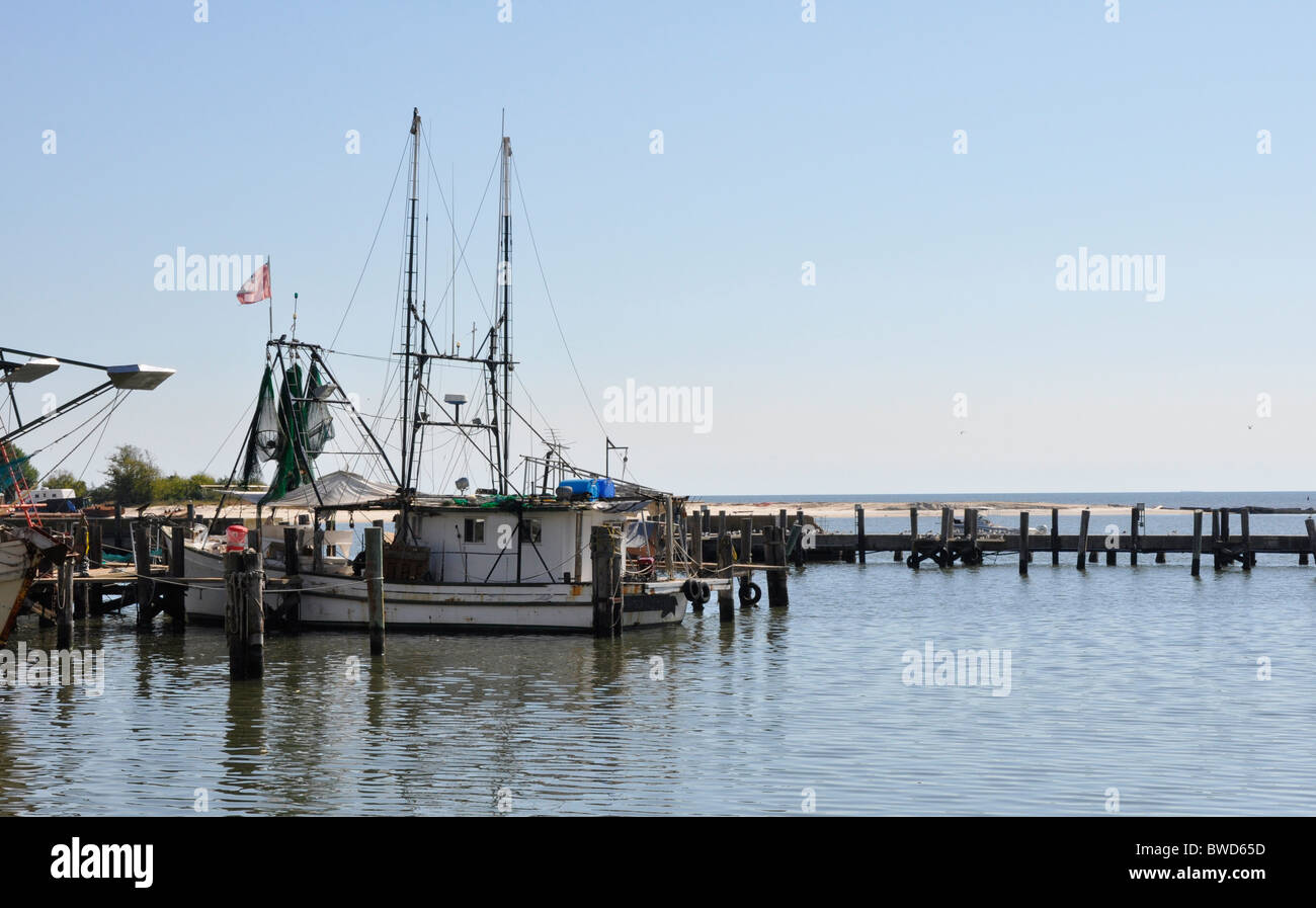fishing boat in the Gulf of Mexico in Biloxi, Mississippi Stock Photo