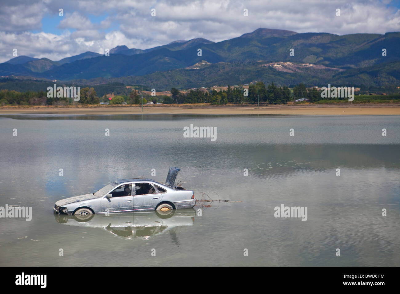 Car crash in a lake in New Zealand Stock Photo Alamy