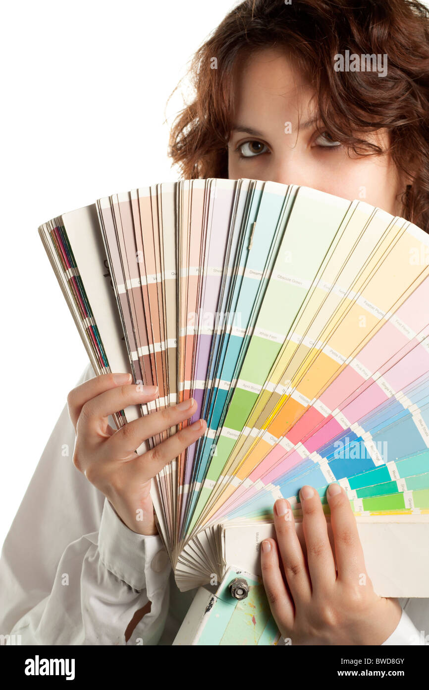 Woman with Color Swatch Stock Photo
