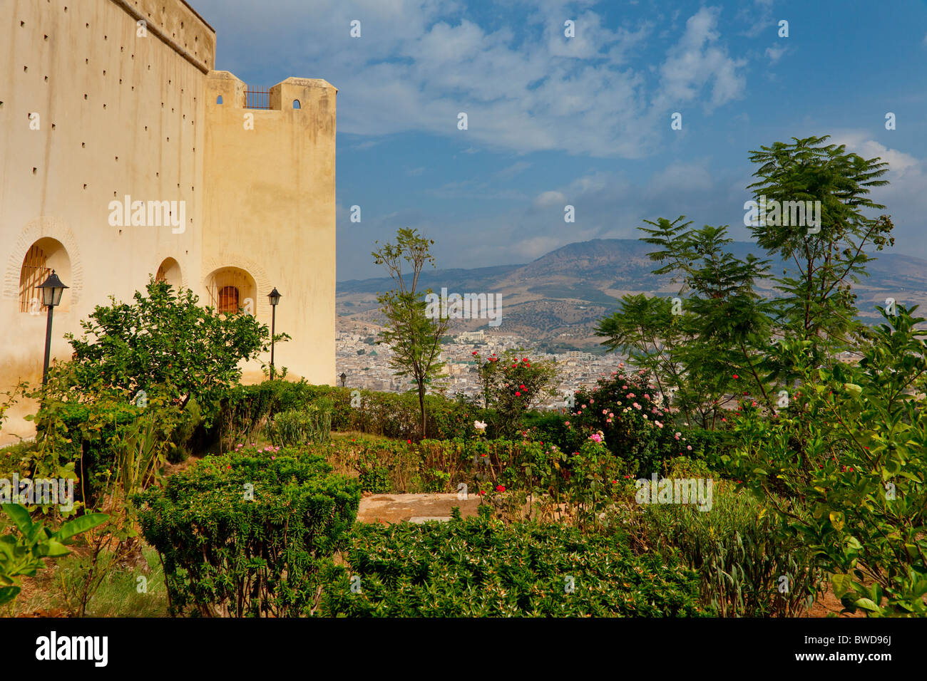 A military castle and a view of Fes, Morocco. Stock Photo