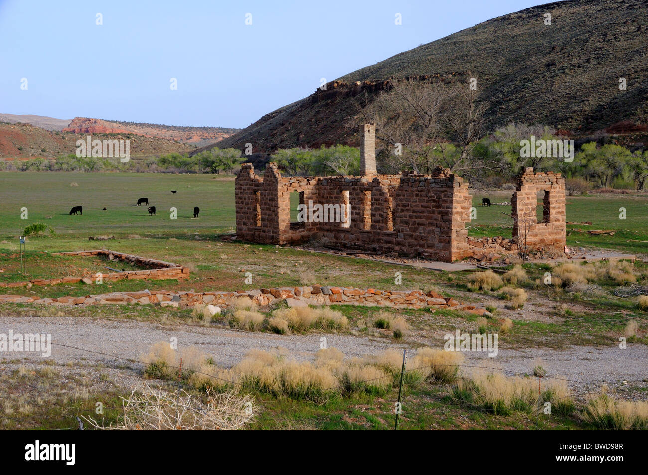 Old Building on Shivwits Paiute Indian Reservation in Utah Stock Photo
