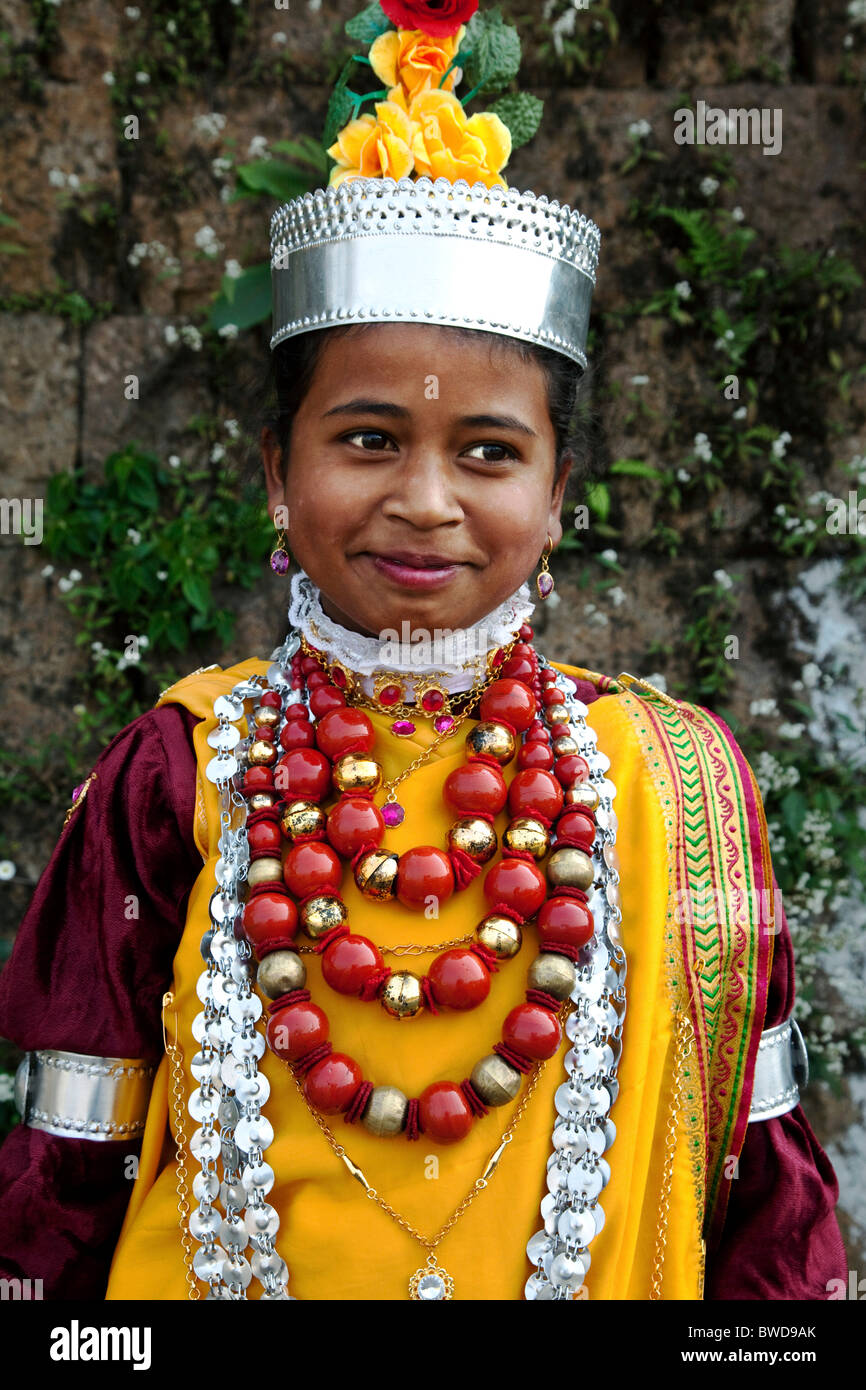 Khasi Girl In Traditional Festival Dress Cherrapunji Village