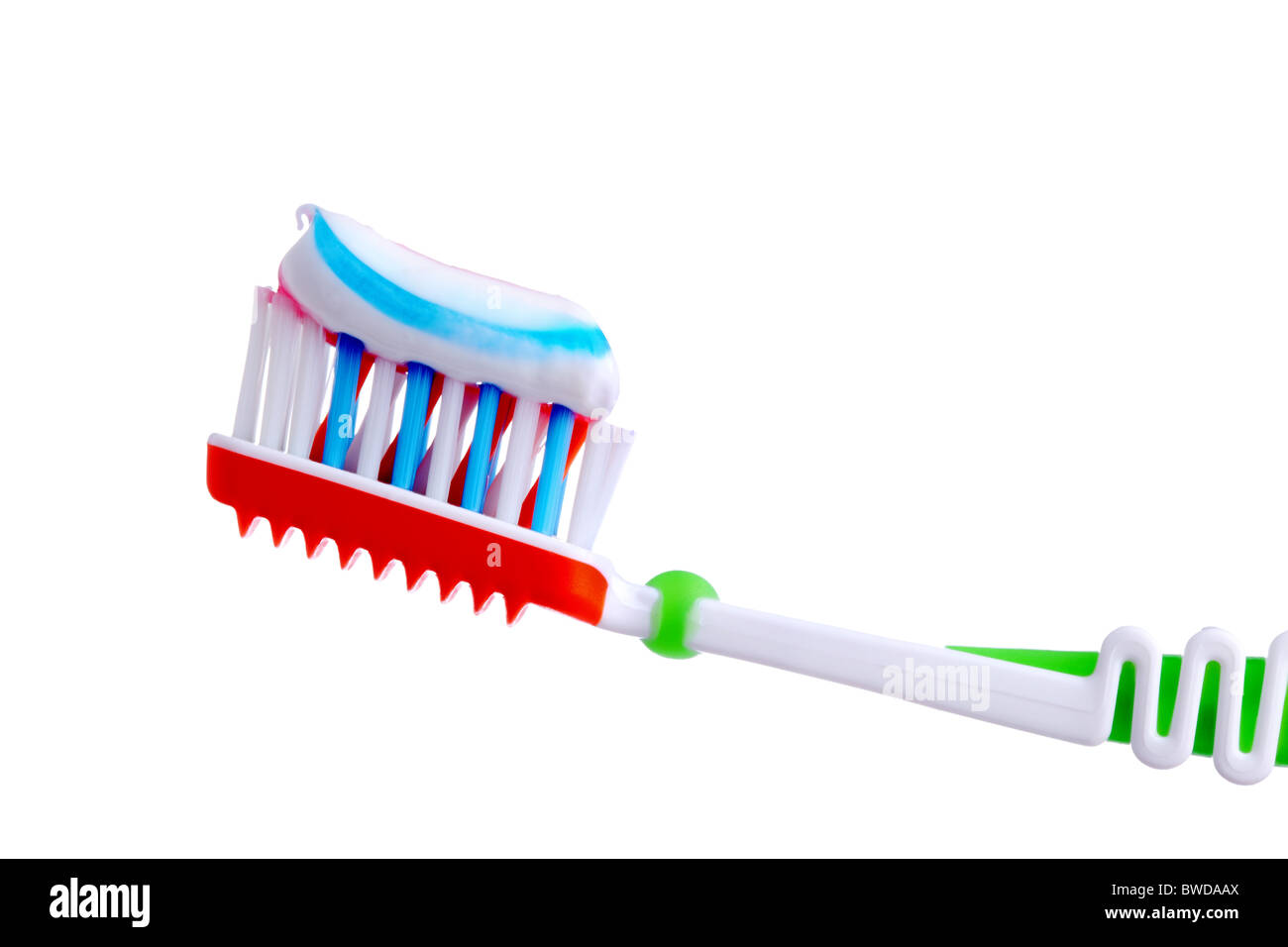 toothbrush with toothpaste isolated on white background Stock Photo