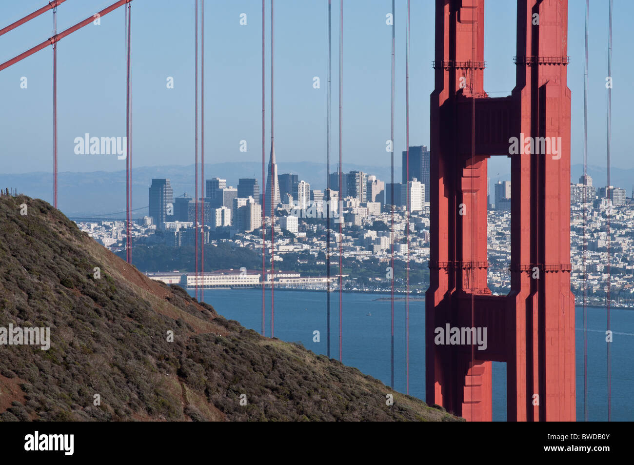 San Francisco and The Golden Gate Bridge. Stock Photo