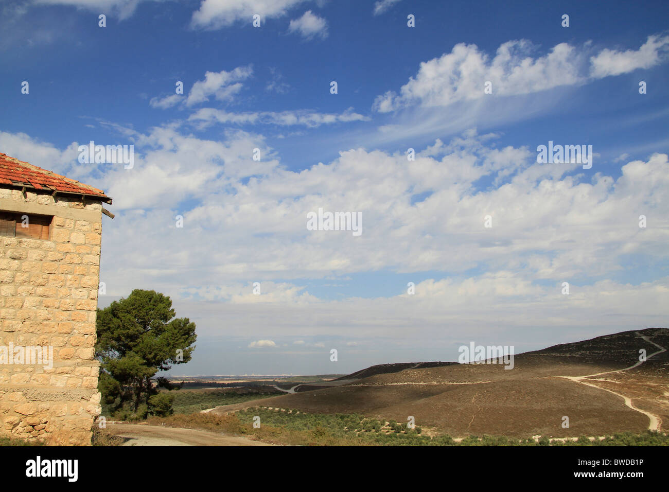 Israel, Shephelah, view from Deir Rafat Monastery Stock Photo