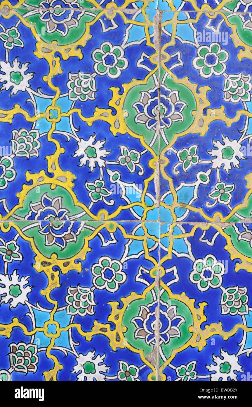 Floral pattern on Turkish tiles Stock Photo