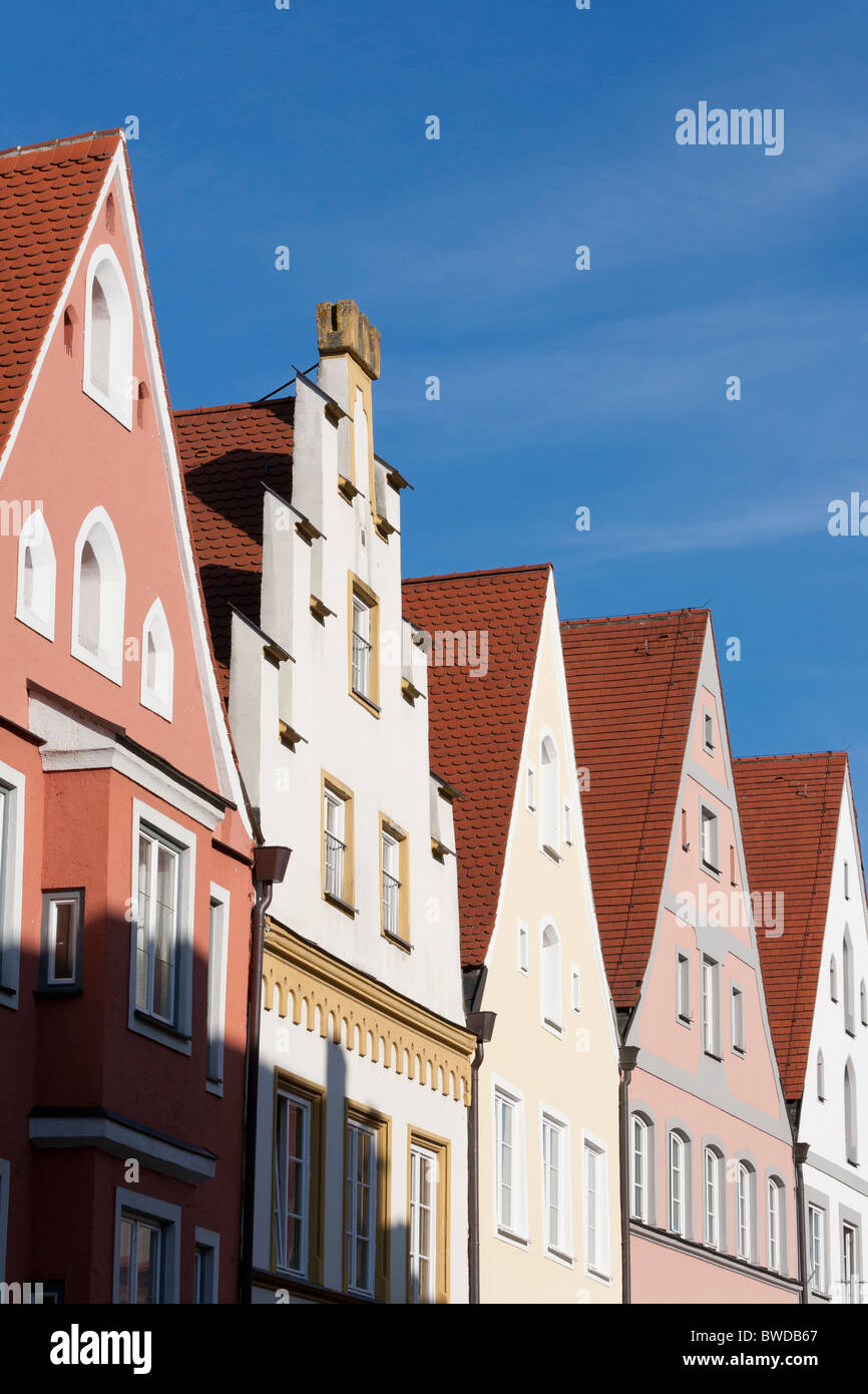 HOUSES, LUDWIGSTRASSE, LANDSBERG AM LECH BAVARIA, GERMANY Stock Photo
