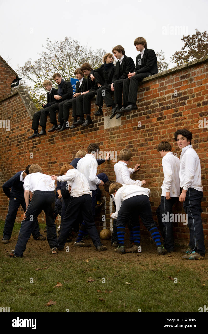 Eton College Wall Game 2010. F Block demonstration match Stock Photo ...