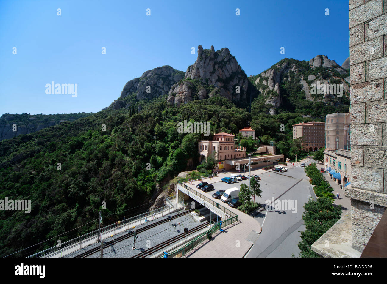 Transport Hub parking, train station, cable cars on the mountain of