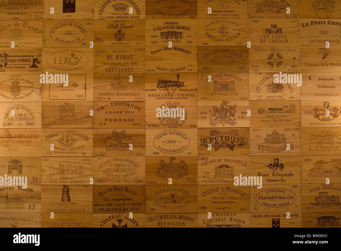 wine cases in legrand wine shop and bar, galerie vivienne Stock Photo