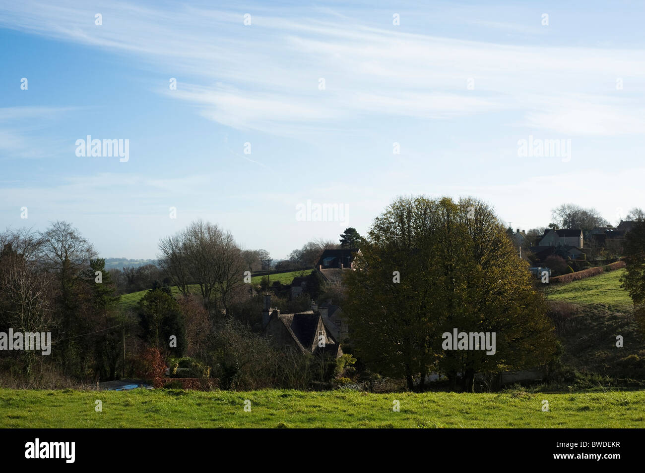 Rural housing in the village of Nympsfield near Stroud, Gloucestershire