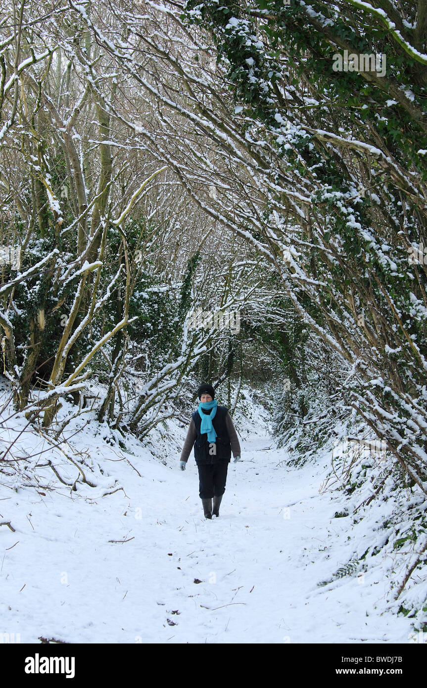 Woman walking snow lane winter hi-res stock photography and images - Alamy