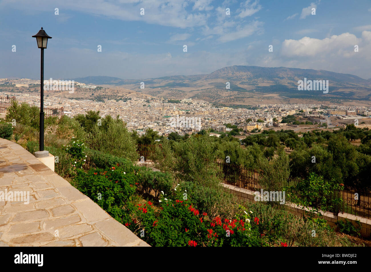 A military castle and a view of Fes, Morocco. Stock Photo