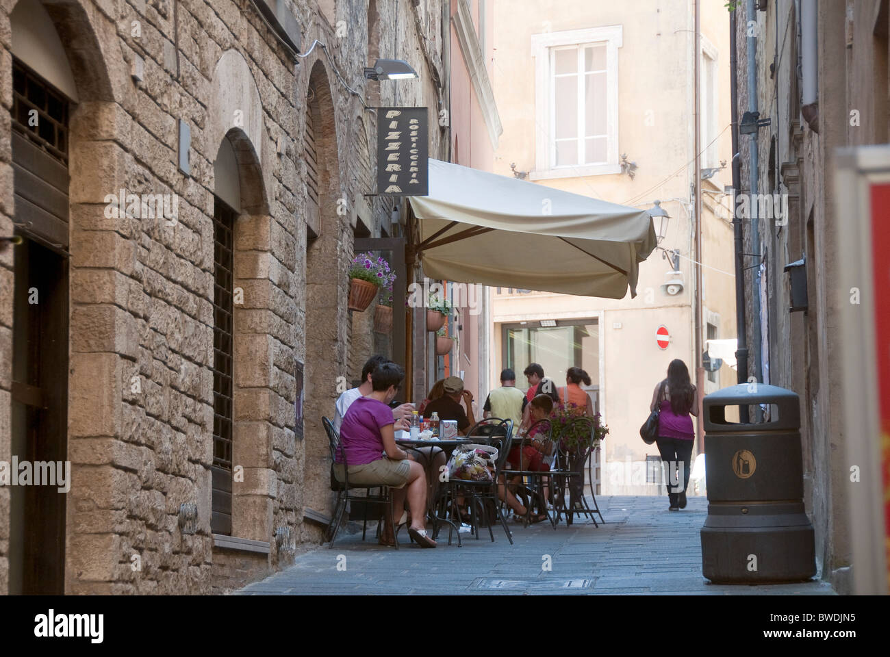 Back street restaurant,  Todi, TR, Umbria, Italy Stock Photo