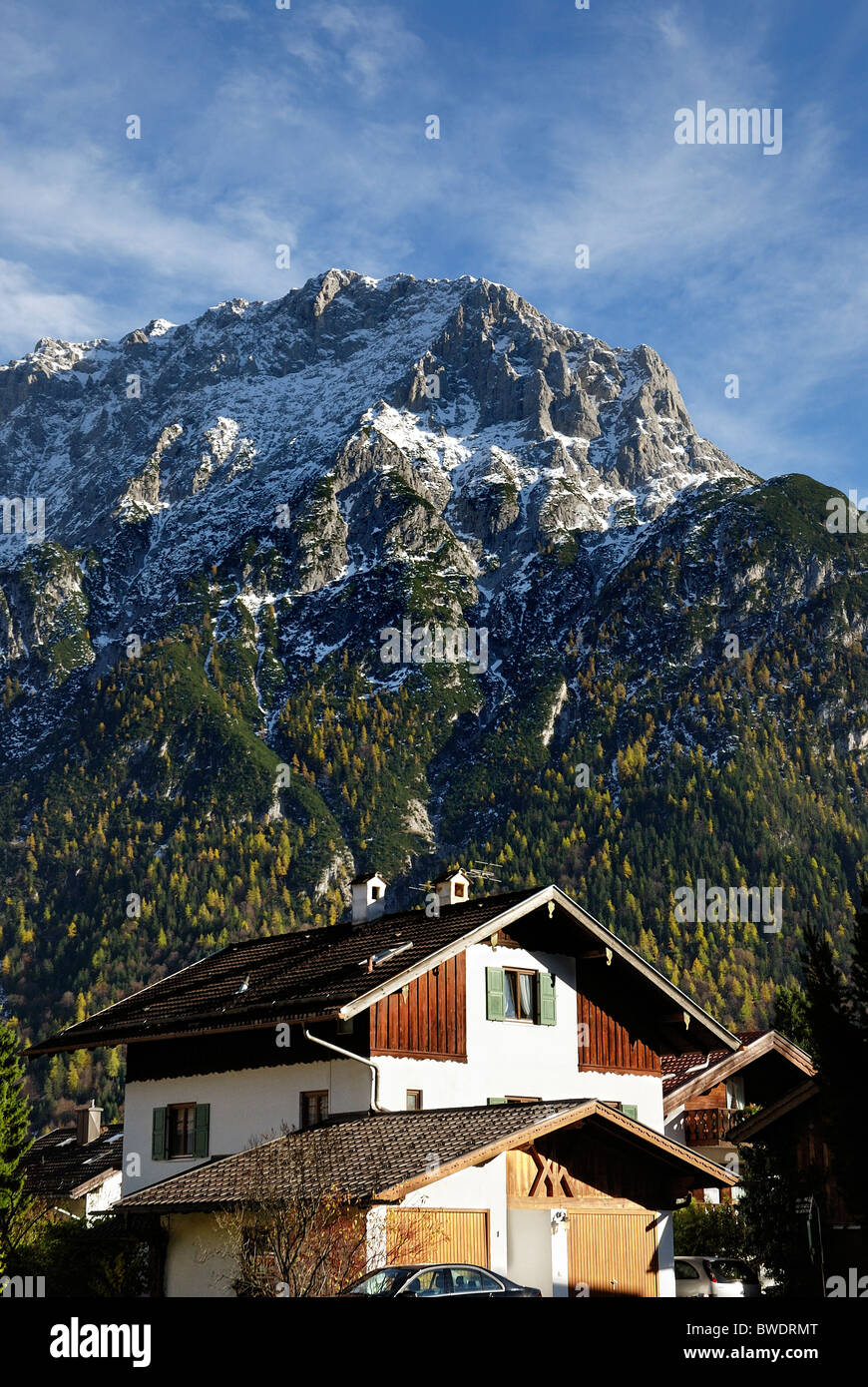 alpine houses villa mittenwald Bavaria Germany Stock Photo - Alamy