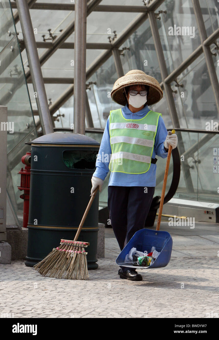 Street cleaner, Macao, China Stock Photo