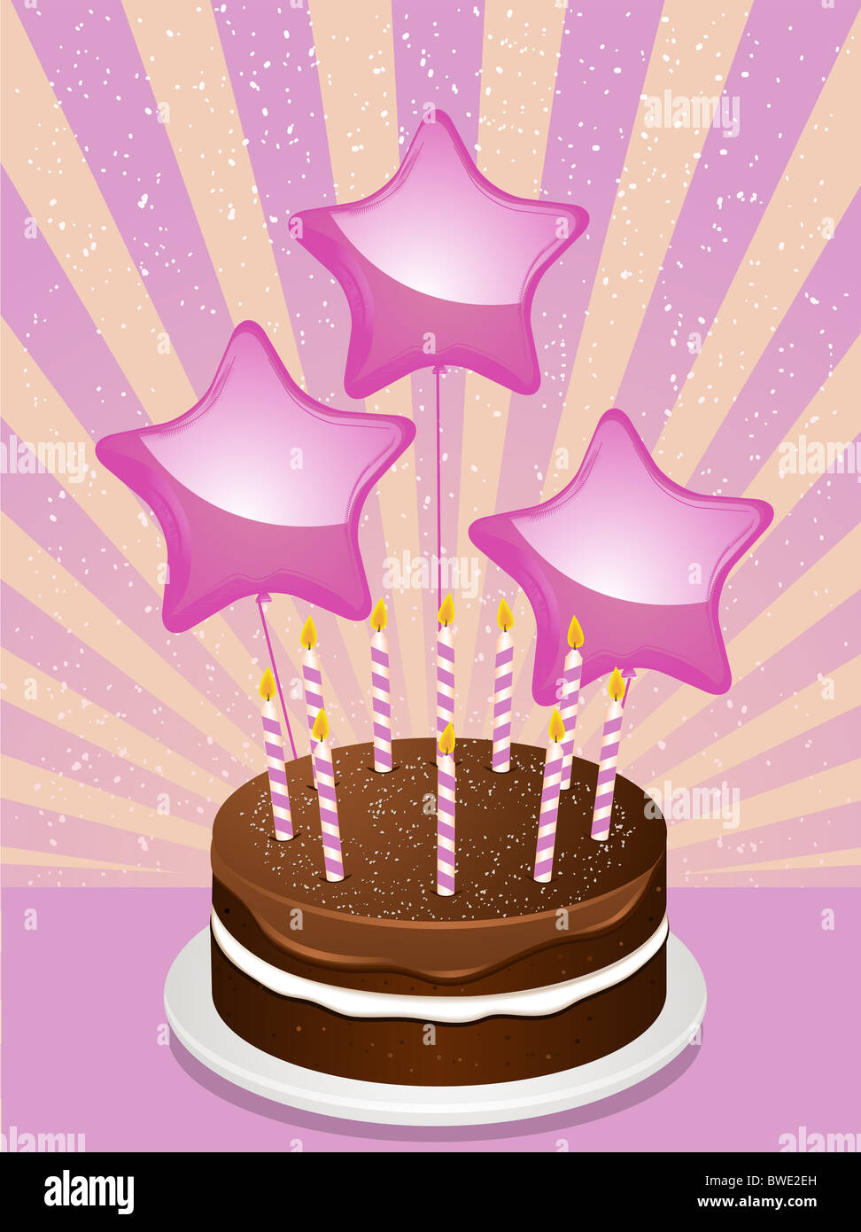 Chocolate birthday cake and candles Stock Photo - Alamy