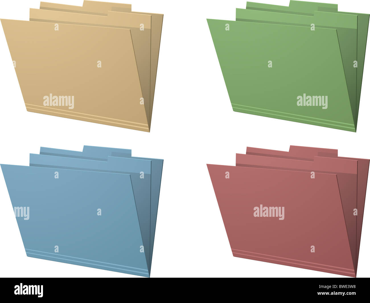 Set of four colored manila folders Stock Photo Alamy