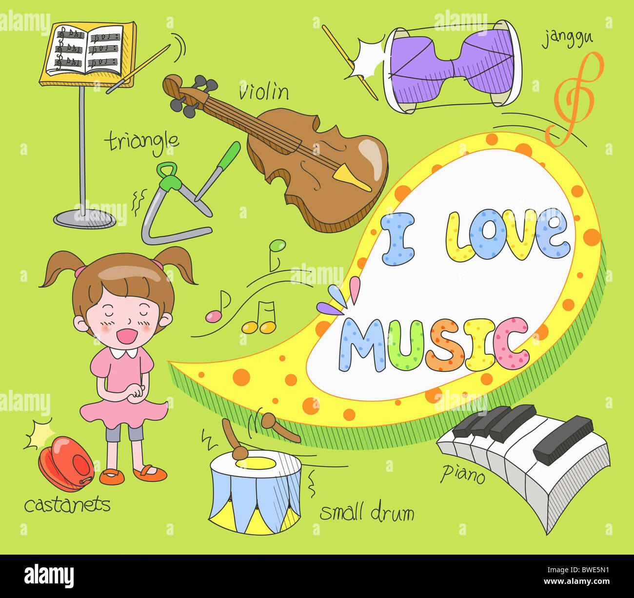 illustration of musical instruments Stock Photo - Alamy