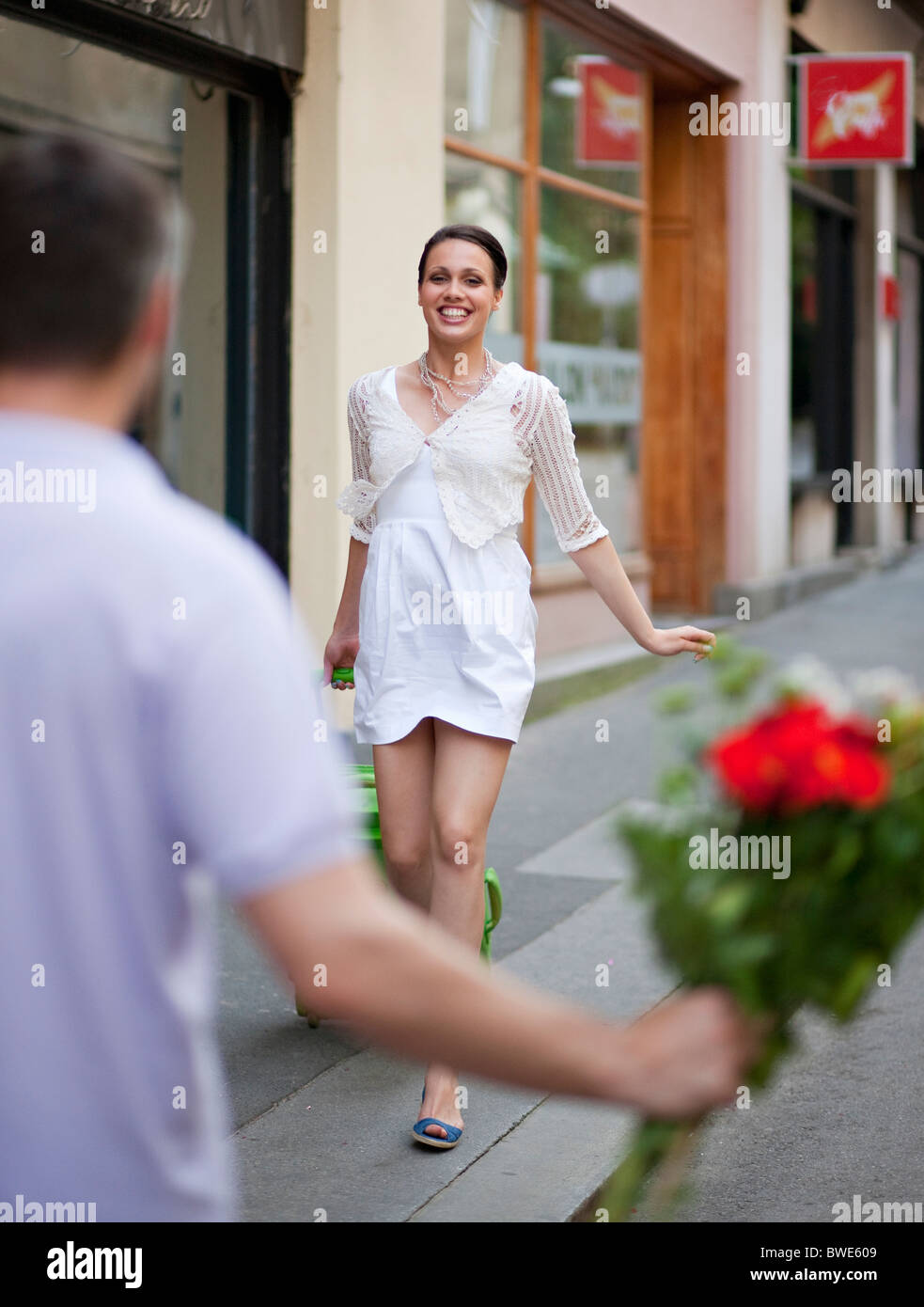 Woman meeting man Stock Photo Alamy
