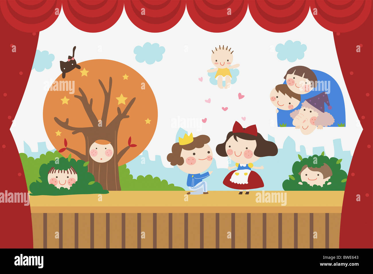 illustration of drama with kids Stock Photo - Alamy