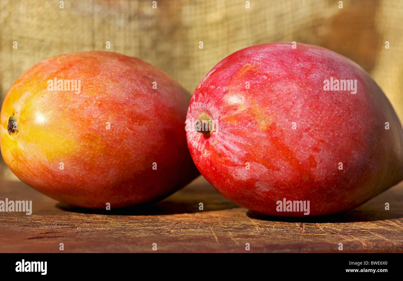 Two mangoes fruits Stock Photo Alamy