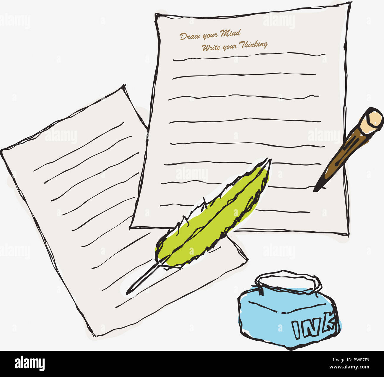 ink and pen and letter Stock Photo - Alamy