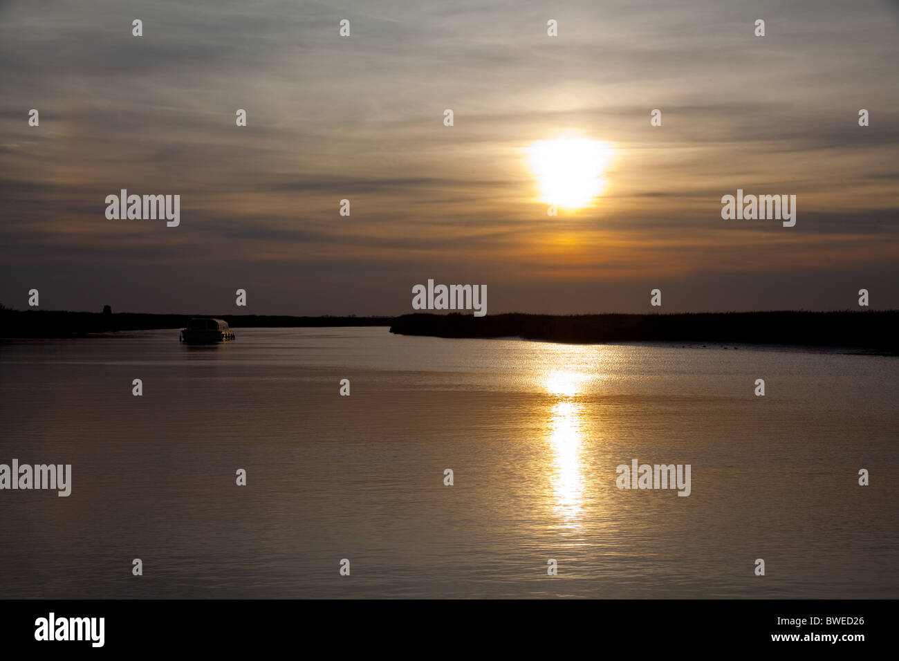 Sunset River Yare Stock Photo