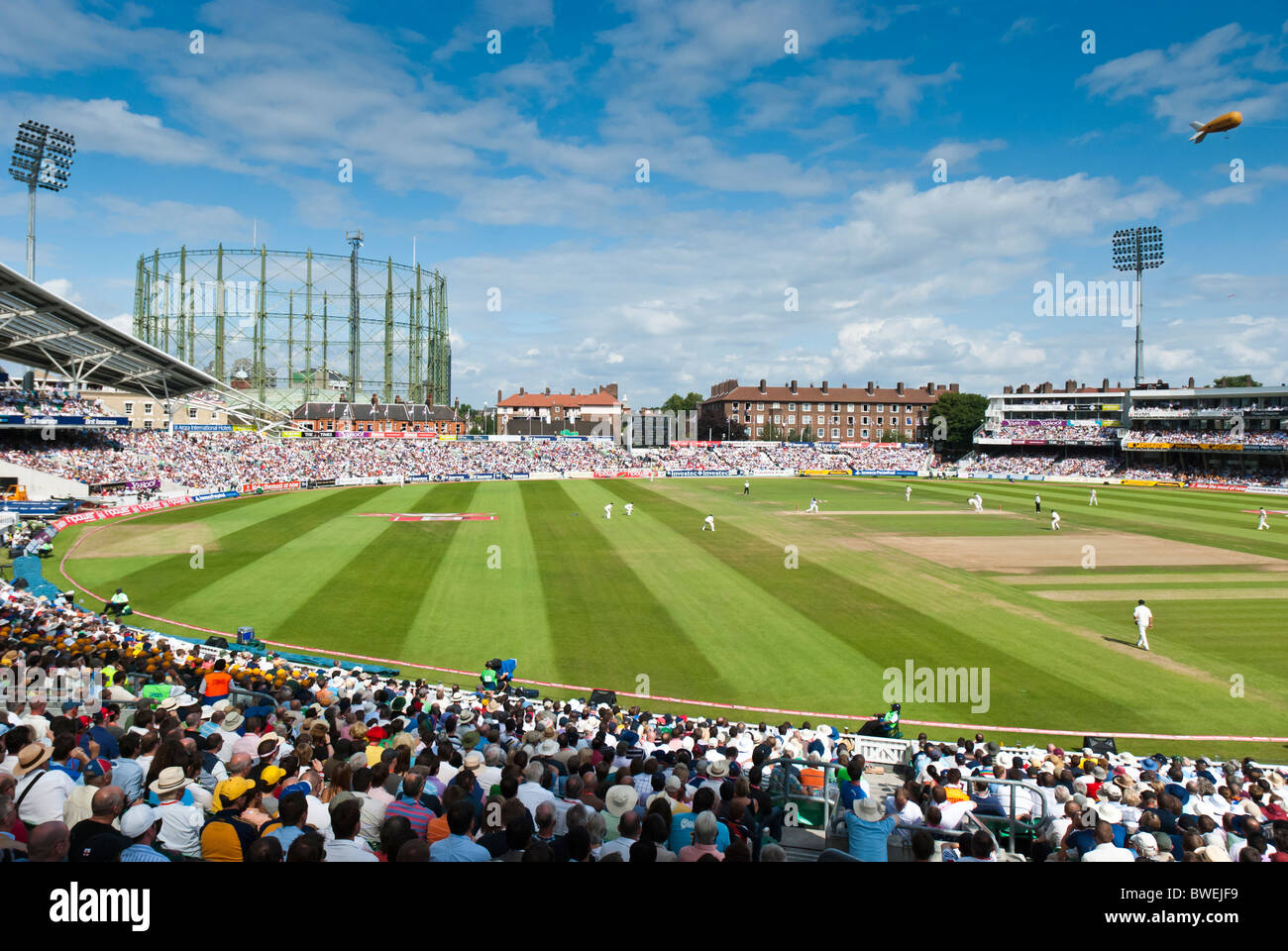 The crowd at the Oval cricket ground in Vauxhall, London, for Day 4 of the 2009 Ashes test match. Stock Photo