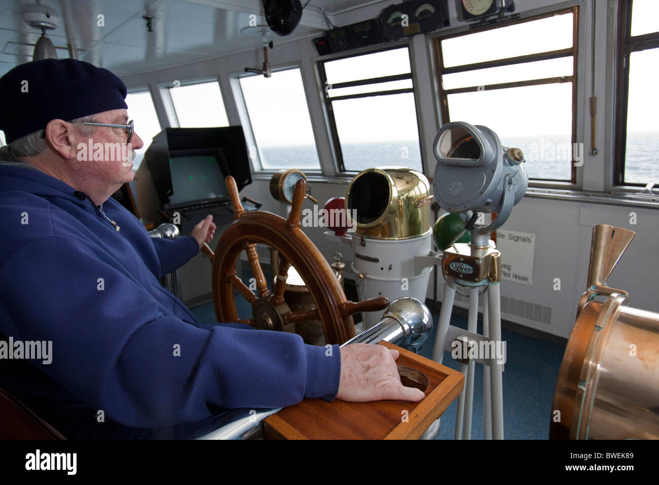 Wheelsman on Lake Michigan Car Ferry Stock Photo Alamy