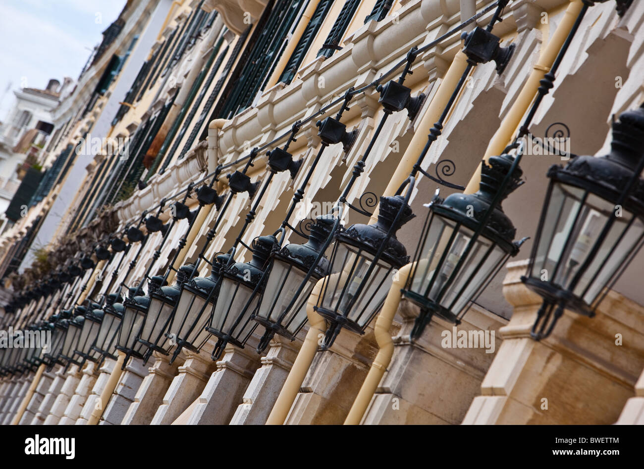 Lights along the Liston arcade.Built by the French in imitation of the