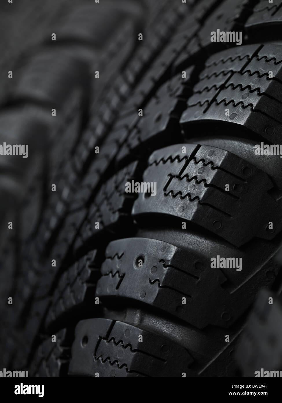 Closeup of a winter car tire tread Stock Photo