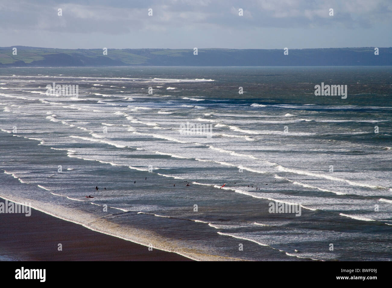 north devon coast at saunton looking towards braunton burrows Stock